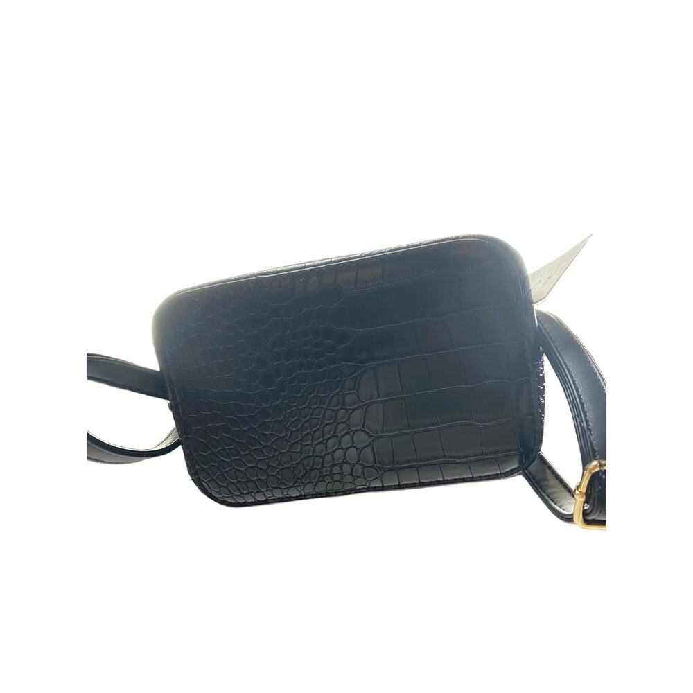 AOTA Elena Bucket Bag Black Vegan Leather Crocodile Embossed Crossbody Strap - Picture 5 of 6